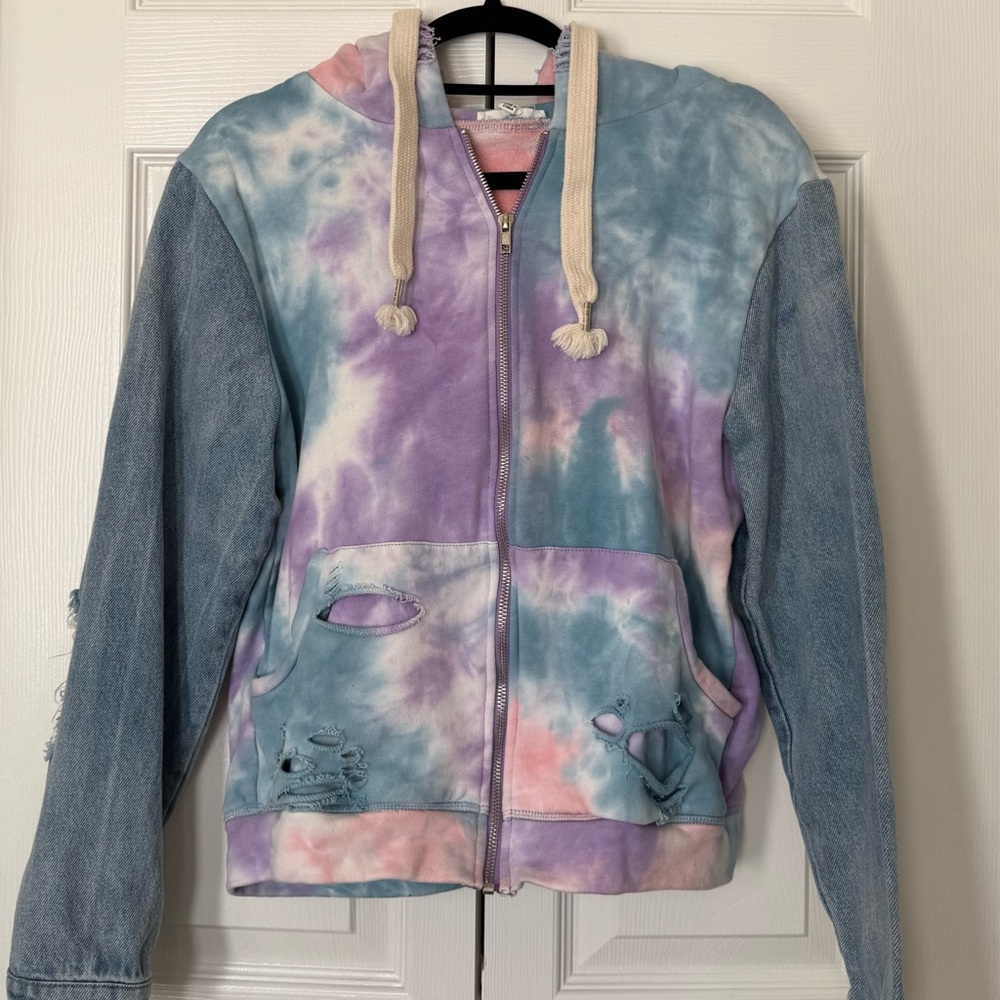 Dance & Marvel Pastel Tie-Dye Denim Hoodie - Picture 2 of 9